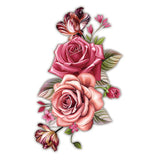 Pink Bloom Rose Water Transfer Fake Tattoo Stickers Women Body Chest Art Temporary Waist Bracelet Flash Tatoos Flower For