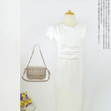Style Lotus Leaf Cuff Pleated Slim Pencil Tight Dress Evening Dress Large Size S-5XL-Outfit