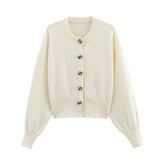 Button-Up Knitwear Jacket + High-Waisted Mini Skirt Suit Female