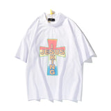 West High Street Oversize Casual T-shirt Mens Turtleneck Letter Foam Short Sleeve T Shirt Hip Hop Harajuku Loose