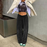 2021 Velvet Wide Leg Pants Loose Autumn Winter Clothes Women Sweatpants Fashion Bottoms Streetwear Casual