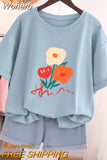 100% Cotton L-5XL T Shirt Plus Size Tshirt Short Sleeve Women Top Summer Cartoon Print Couple O Neck Oversized T Shirts-Outfit
