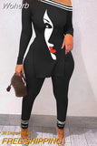 Of Two Fashion Pieces For Women Long Sleeve Slit Letter Print Top & Skinny Pants Set Daily Tracksuit FreteGratis-Outfit