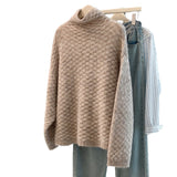 Women's Cotton Cashmere Lattice Half-High-Collar Sweater Korean Version Of The Student's Dress Dress Nice Hair Knitted
