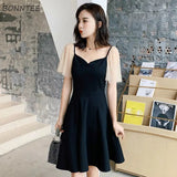 Women A-line Mesh Spliced Temperament Skinny Tunic Female Trendy Party Pleated Stylish Lady New Arrival 3XL Chic Young