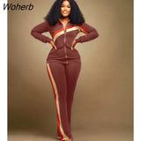Winter Fashion Print Two Piece Set Women Casual Sports Style Zipper Coat Sweatpants Two Piece Set Women-Outfit