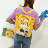New Women Canvas Shoulder Bags Foldable Shopping Bag Cartoon Dog Tote Package Crossbody Bags Girls Students Traveling