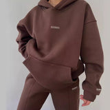2025 New Casual Plus Velvet Long-Sleeved Hooded Hooded Trousers Set For