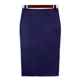 Woherb Skirt Solid Color Split Deer Skin Velvet Skirt High Purse Hip Thin Versatile Skirt-Outfit