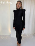 2021 Women Long Sleeve Autumn Winter Stretchy Midi Bodycon Loose Fashion Streetwear Casual New Year Solid Dress-Outfit