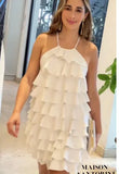 Woherb 2023 New Pure Desire Wind Sexy Temperament Sleeveless Design Sense Flounce Cake Skirt-Outfit
