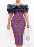 Flower Lace Off Shoulder Midi Party