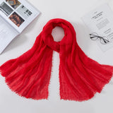 Muslim Women Crinkle Hijab Scarf Soft Solid Cotton Head ScarvesTurban Shawls and Wraps hijab femme musulman