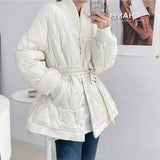 New Luxury Design Women Winter Down Jacket Solid Sashes Coat Female 90 White Duck Puffer Down Parka Sweet Office