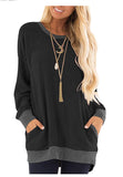 / Winter 2023 Round Collar Color Pocket Hoodie Sweatshirt Long-Sleeved Casual T-Shirt Women-Outfit