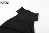 Kliou Solid Halter Jumpsuit Women Sexy Mock Neck Sleeveless Backless Body-Shaping One Piece Jurk High Street Female
