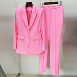 Star Professional Fashion Fashion A Buckle Button Long Suit + Small Trousers Set Two