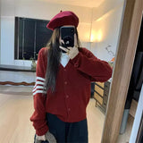 Woherb Age Reduction Soft Waxy V Collar Knit Cardigan Female Autumn Winter Show Thin Casual Women's College Wind Sweater Coat Female-Outfit