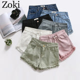 Sexy Tassel Women Denim Shorts Fashion Summer Slim Korean Chic Girl Ankle-Length Pants Black Jeans Washed Street Wear