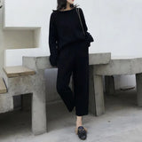 2 Pieces Women's Sets Warm Knitted Tracksuit 2022 New Autumn Winter O-Neck Sweater and Casual Harme Pants Pullover