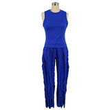 Two Piece Set Womens Outfits Sexy O Neck Tank Top + Drawstring Pants Skinny Tracksuit Women Casual Streetwear Club Suits-Outfit
