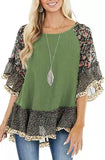 Spring And Summer Women's Bat Sleeves Colored Leopard Colored Leopard Prints In-Sleeve