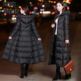 Black Color Long Style Women Parkas Winter Padded Female