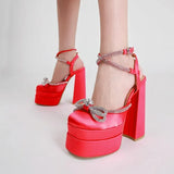 High Heels Wedding Shoes Women New Summer Sexy Sandals Women's Party Bow-knot Nightclub Banquet Shoes Platform Woman
