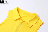 Kliou Casual Two Piece Set Women Sporty Sleeveless Crop Top+Skinny Print Leggings Matching Outfit Female Concise Cool