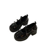 Mary Jane Shoes Women's Summer 2025 New Shallow Thick Heel Single Shoe Bow With Skirt Jk Small Leather