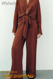 2023 New Women Summer 2 pieces sets Suits Fashion Loose Solid Blouses Tops and Wide Leg Pants Female Street Suit Clothes-Outfit