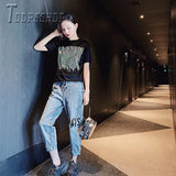 Plus Size Fat MM Black Color Women T Shirt Diamond Soft Fabric Female Tee