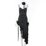 See Through Ruffles Tassels Fairy Dresses Flower Sexy Waist Wrapping Dress For Women Summer Beach Holiday Short Dressing-Outfit