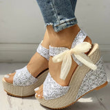 hot lace Leisure Women Wedges heeled women Shoes 2022 Summer Sandals Party Platform High Heels Shoes