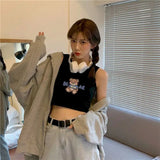 kawaii women's tube top tank vest bottoming underwear women cute prints slim short cropped clothes Korean summer corset