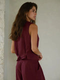 And Linen Vest Vest 2024 Summer New Female Temperament Leisure Sleeveless Single-Breasted Vest Jacket-Outfit