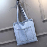 2022 New Large Capacity Women Shoulder Bags Wild Casual Handbag Street Canvas Denim Shoulder Bag Solid Color Zipper Shopping