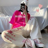 graffiti Japanese anime print pattern wide-leg pants women 2021 streetwear casual all-match loose straight Long pants