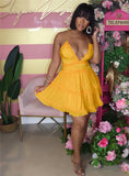 hirigin V-Neck Ruffles Party Dress Women 2021 Summer Casual Loose Beach Mini Dress Ladies Solid Color A-Line Short Dress