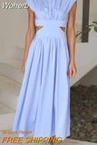 Waist Y2k Sexy Women Dress Summer 2023 Elegant Sleeveless A-line Long Dresses Women Vintage Hollow Casual Dress Robes 25544-Outfit