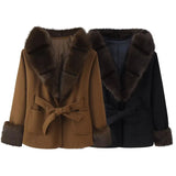 Fashion Collar Design Lantern Sleeve Imitation Leather Jacket Woman In Autumn