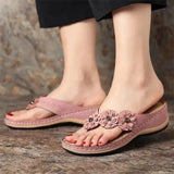 Flower Sandals 2020 Summer Wedge Slippers Shoes Women Vintage Flip Flops Female Ladies Woman Sandals Lady Casual