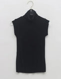 New Spring White Tank Top Women Corset Tops To Wear Out Sleeveless Turtleneck Solid Casual T Shirt fashion Korean