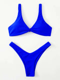Solid Tie Sexy Bikinis Push Up Bikini 2021 Newest Padded Bra High Leg Bandage Swimsuit Female Swimwear Women