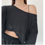 Women Solid Color Loose Crop Top Female Thin Breathable Clothing All-match High Street Cool Hip-hop Leisure Lady