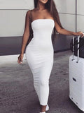 Off Shoulder Strapless Sexy Women Dress Sleeveless Straight Long Bodycon Dress Backless Casual Summer Party Dress