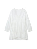 2023 Women Summer Mini Dress Vintage Solid Embroidery V-Neck Long Sleeve Female Elegant Street Lining Dresses Clothing-Outfit