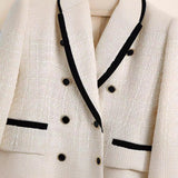 Winter Style Collision Trimming Texture Double-Breasted Suit Coat 2008457-Outfit