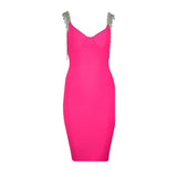 Quality Black Pink Tassel Sleeve Slip Rayon Bandage Dress Elegant Cocktail Party