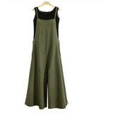 2025 Cotton Backpack Trousers Loose Solid Color Strap Broad Leg Pants Casual